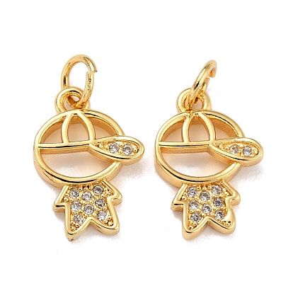 Brass Micro Pave Clear Cubic Zirconia Charms, with Jump Ring, Boy