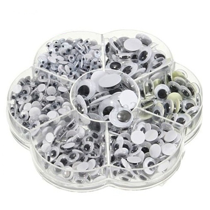 Craft Plastic Black & White Wiggle Googly Eyes Cabochons Set, with Adhesive  Back, Half Round, Doll Making Supplies