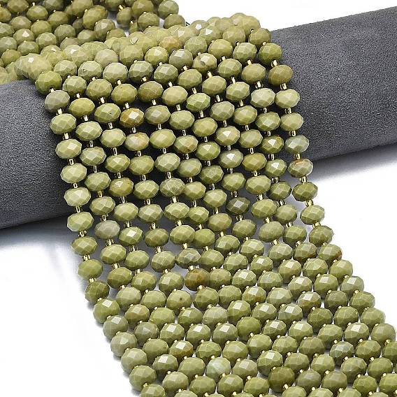 Бусы из натурального алашанского агата, граненые, рондель, с бисером