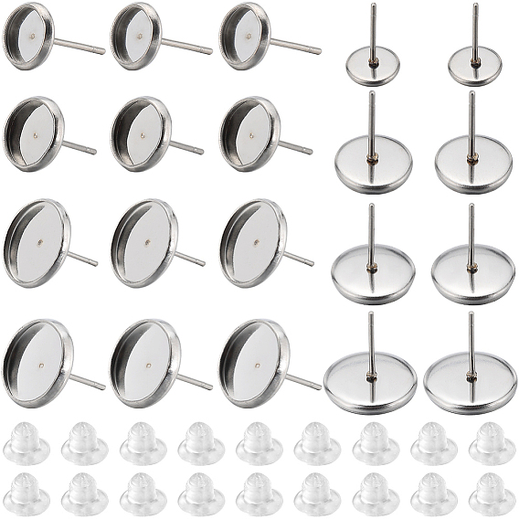 160шт. 4 размер 304 фурнитура для сережек-гвоздиков из нержавеющей стали, серьги настройки, плоско-круглые, с 160 пластиковыми ушными гайками