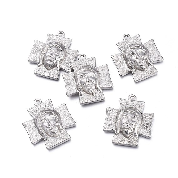 Easter 304 Stainless Steel Pendants, Cross with Jesus