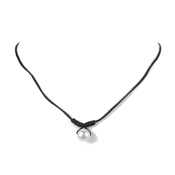 Round Shell Pearl Beaded Necklaces, with Nylon Thread