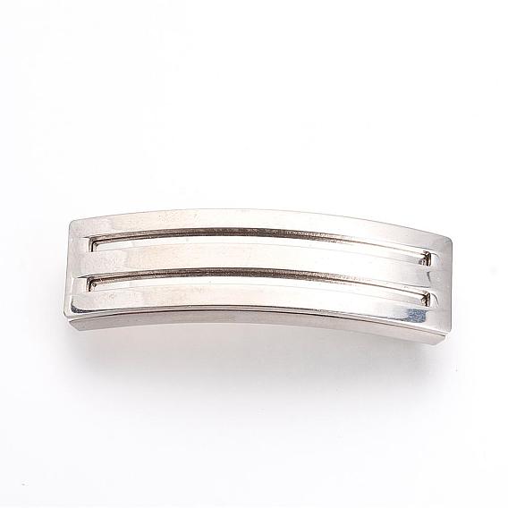 201 Stainless Steel Slide Charms, Polished, Rectangle