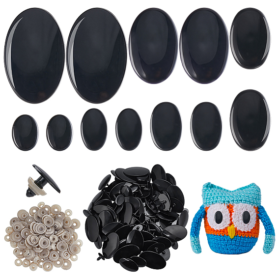 120Pcs 6 Styles Resin Doll Eyes, Craft Safety Eyes, with Spacer, for Doll Making, Oval