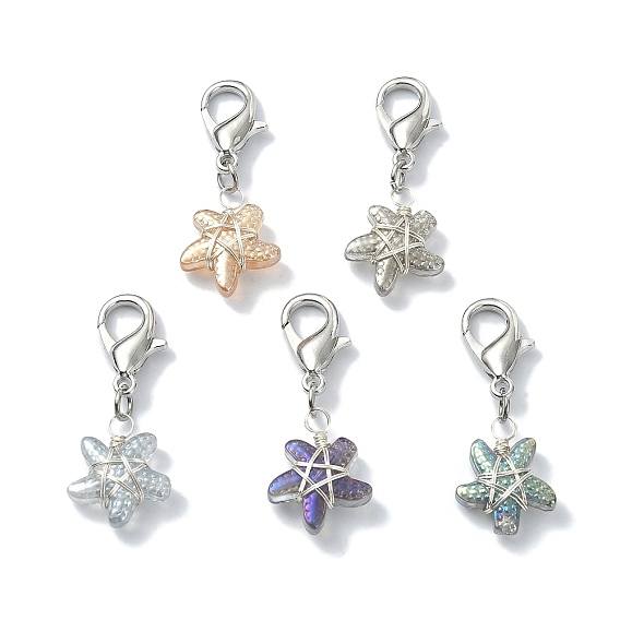 Украшение подвески лэмпворк своими руками, с цинковым сплавом застежками омаров коготь, звезда