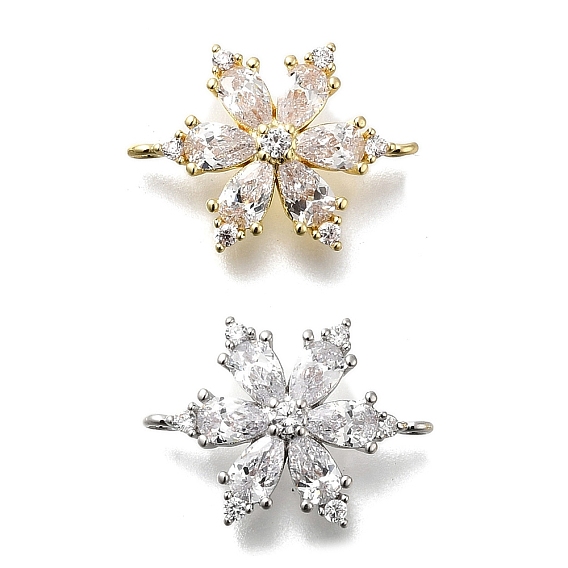 Подвески-скрепки из латуни с прозрачным кубическим цирконием и снежинками