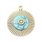 Ion Plating(IP) 304 Stainless Steel Pendants, with Synthetic Turquoise, Flower