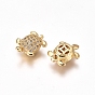 Brass Micro Pave Clear Cubic Zirconia Beads, Tortoise