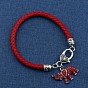 Браслеты со шнуром и подвесками в виде слона из сплава, страз и искусственной кожи, счастливые браслеты