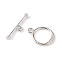925 Sterling Silver Toggle Clasps, Ring: 16x12mm, Bar: 21x6mm, Hole: 2mm