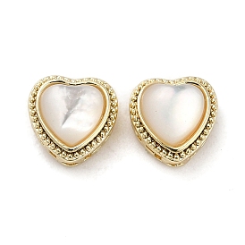 Perles coeur creux en laiton avec coquille blanche naturelle