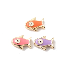 Латунь эмаль бисера, рыба, реальный 18 k позолоченный