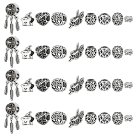 36шт 9 стили сплав европейские бусины, бусины с большим отверстием, разнообразные