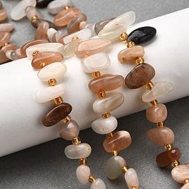 Натуральный лунный камень бисер нитей, самородки, Топ пробуренной, упавший камень, с бисером