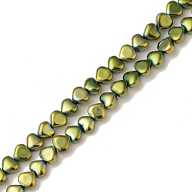 Electroplate Glass Beads Strands, Full Plated, Heart