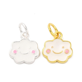 925 подвески-облака в виде улыбающегося лица из стерлингового серебра с белой и розовой эмалью, с перемычками и 925 штампом