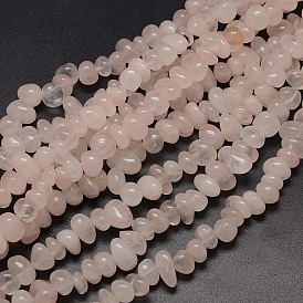 Pépites naturel a augmenté de perles de quartz brins, pierre tombée, 8~12x8~10x2~8mm, Trou: 1mm, Environ 50~80 pcs/chapelet, 15~16 pouce