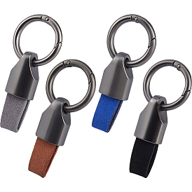 4 pièces 4 couleurs porte-clés pendentif en tissu suédé, avec anneaux de fermoir en alliage et en fer, gris anthracite