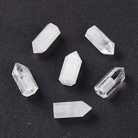 Natural Quartz Crystal Beads, Rock Crystal Beads, Half Drilled Beads,  Hexagonal Prism