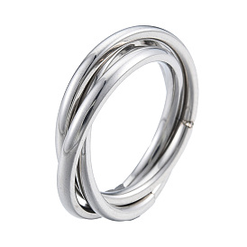 201 Stainless Steel Triple Criss Cross Finger Ring for Women