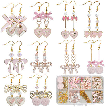 Наборы для самостоятельного изготовления сережек-бантов, в том числе подвески из сплава эмали, стеклянные бусы и серьги крюк латуни