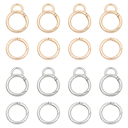 16Pcs 4 Style Alloy Spring Gate Ring, Circle Key Rings, for Handbag Ornaments Decoration