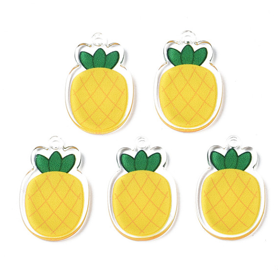 Translucent Acrylic Pendants, Double-Faced Printed, Pineapple