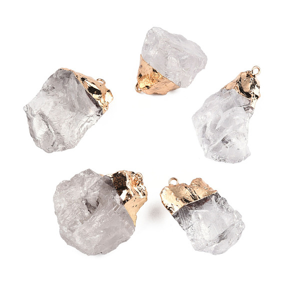 Грубые сырые натуральные кристаллы кварца подвески, подвески из горного хрусталя, с железной фурнитурой золотого цвета, самородки очарование