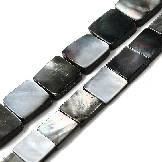 Натуральный черный оболочки губ бисер нитей, квадратный