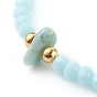 Stretch Bracelets Sets, with Glass Beads, Natural Larimar Chip Beads and 304 Stainless Steel Pendants, Cowrie Shell, Golden