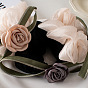 Vintage Floral Headband with Sheer Ribbon and Flower Accents