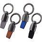 4Pcs 4 Colors Suede Fabric Pendant Keychains, with Alloy and Iron Clasp Rings, Gunmetal