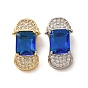 Brass Pave Blue Cubic Zirconia Pendants, with Glass, Car Charms