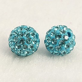 Polymer Clay Rhinestone Beads, Pave Disco Ball Beads, Grade A, Round, PP12(1.8~1.9mm), 10mm, Hole: 1.5mm