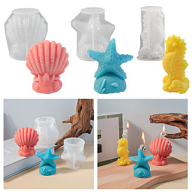 Marine Organism DIY Candle Silicone Molds, for Candle Making