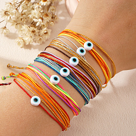 Богемный стиль смоляные бусины от сглаза плетеные браслеты из бисера, регулируемые браслеты из волоконного шнура для женщин