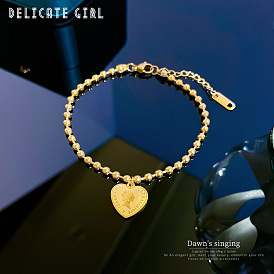 Bracelet chaîne vintage avec pendentif coeur d'amour de personnalité - rétro, meilleure amie, unique.