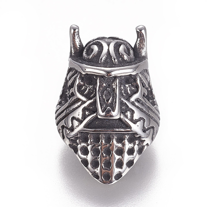 304 Stainless Steel Beads, Viking Warrior Helmet