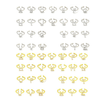 Латунные открытые манжеты для женщин, с ABS имитации жемчуга, без кадмия и без свинца, долговечный, буквы