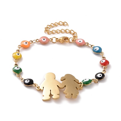 Вакуумное покрытие pvd 304 браслет из нержавеющей стали для девочек и мальчиков с разноцветными эмалевыми цепочками от сглаза для женщин