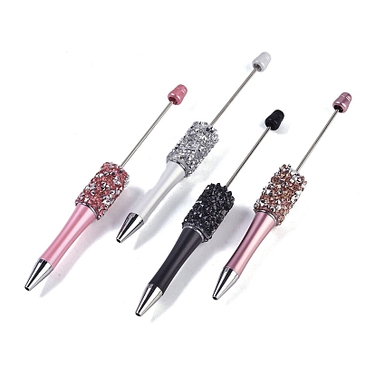 Бисерная ручка, пластиковая шариковая ручка, с железным стержнем и стразами, для индивидуальной ручки с ювелирными бусинами