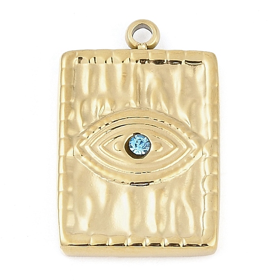 304 из нержавеющей стали горный хрусталь подвески, прямоугольник с шармом в виде глаз