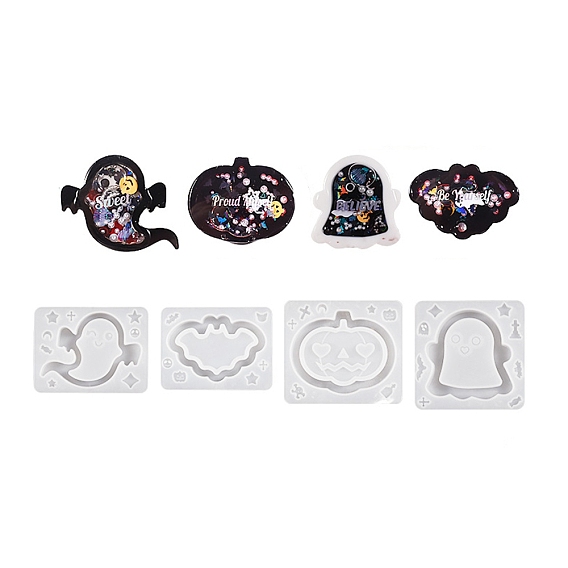 Хэллоуин тема тыквы/летучей мыши/призрака силиконовые формы для зыбучих песков своими руками, формы для встряхивания, формы для литья смолы, для уф-смолы, изготовление изделий из эпоксидной смолы