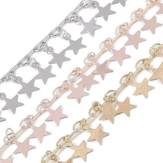 Латунные звездные цепи ручной работы, для ожерелья браслеты решений, долговечный, пайки, с катушкой