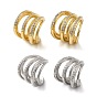 Brass Micro Pave Clear Cubic Zirconia Cuff Earrings for Women, Multilayer Arc