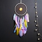 Flower Woven Web/Net with Feather Wall Hanging Decorations, with Iron Ring, for Home Bedroom Decorations