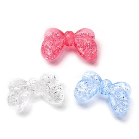 Plating Transparent Crackle Acrylic Beads, Bowknot