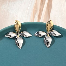 Двухцветный цветок 304 серьги-гвоздики из нержавеющей стали, ионное покрытие (ip), долговечный