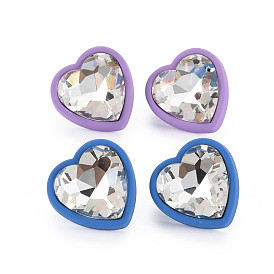 Crystal Rhinestone Heart Stud Earrings with 925 Sterling Silver Pins for Women