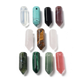 Mixed Gemstone Pointed Pendants, Faceted Bullet Shape Charms